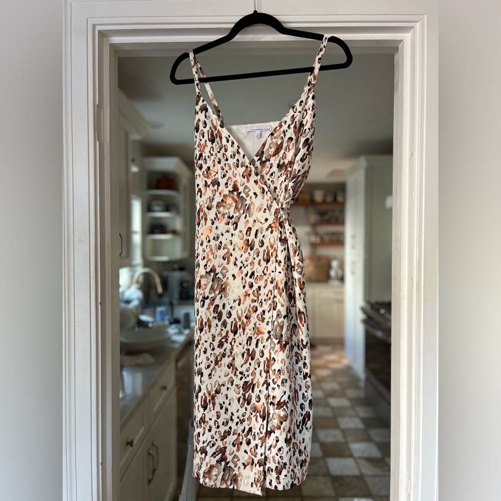 Satin Leopard Print Wrap Dress